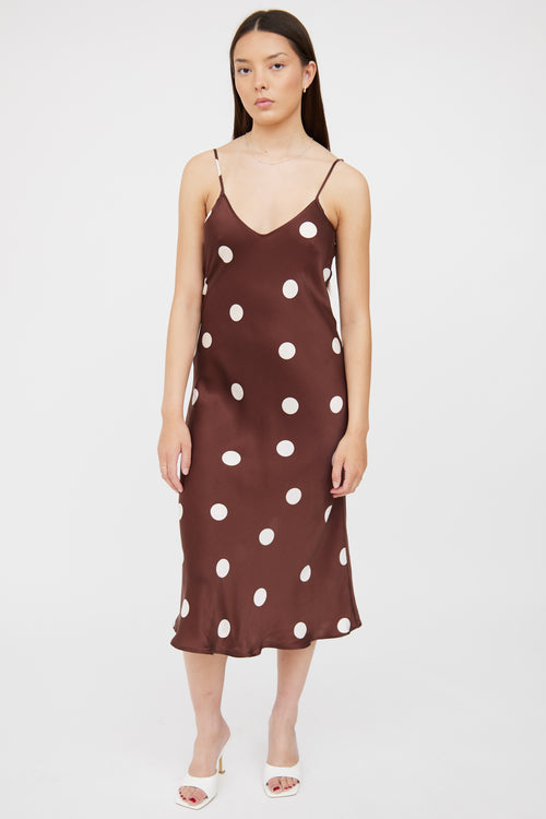 Silk Laundry Brown & White Polka Slip Dress