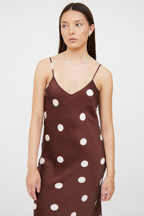 Silk Laundry Brown & White Polka Slip Dress