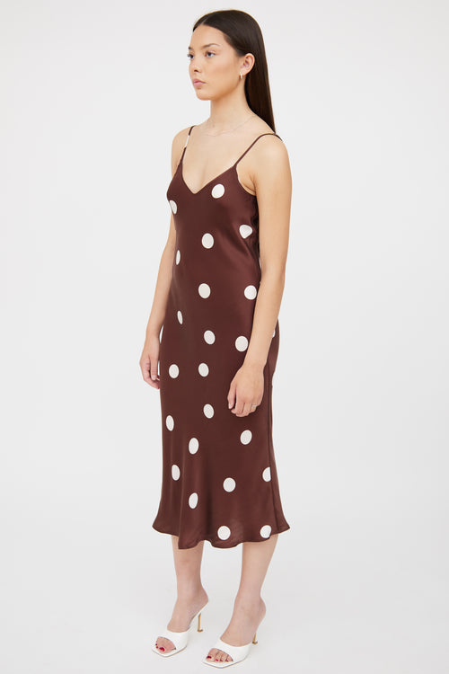 Silk Laundry Brown & White Polka Slip Dress