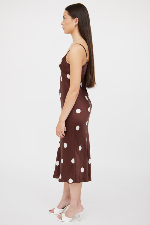 Silk Laundry Brown & White Polka Slip Dress