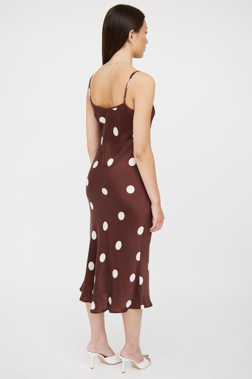 Silk Laundry Brown & White Polka Slip Dress