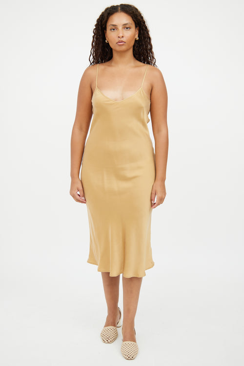 Silk Laundry Gold Silk Slip Dress