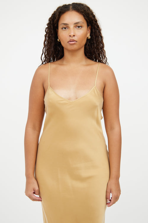 Silk Laundry Gold Silk Slip Dress