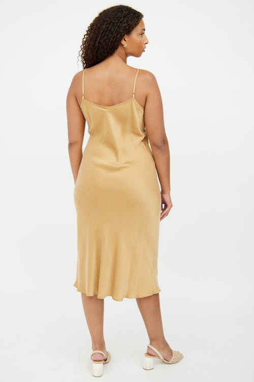 Silk Laundry Gold Silk Slip Dress