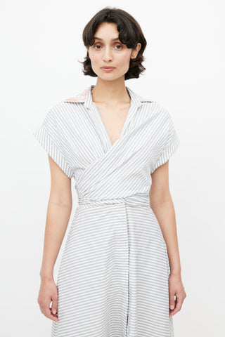 Silvia Tcherassi White & Multicolour Wrapped Shirt Dress