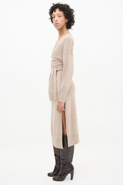 Simkhai Beige Wool Wrap Skyla Dress