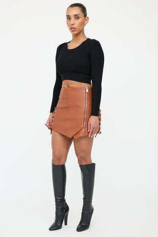 Simkhai Brown Faux Leather Skirt