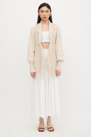 Simkhai Cable Knit Fringe Cardigan