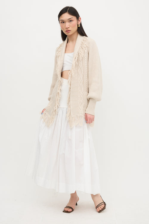 Simkhai Cable Knit Fringe Cardigan