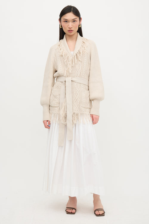 Simkhai Cable Knit Fringe Cardigan