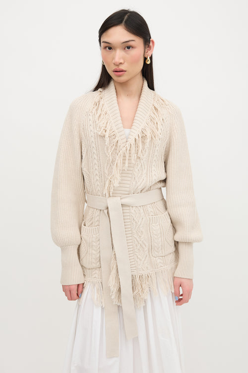 Simkhai Cable Knit Fringe Cardigan