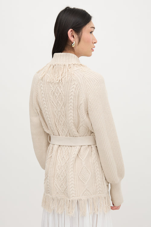 Simkhai Cable Knit Fringe Cardigan
