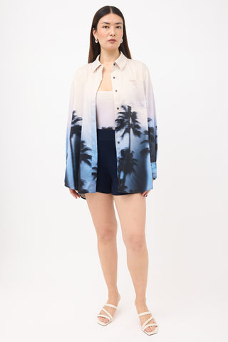 Simkhai Satin Palm Tree Shirt