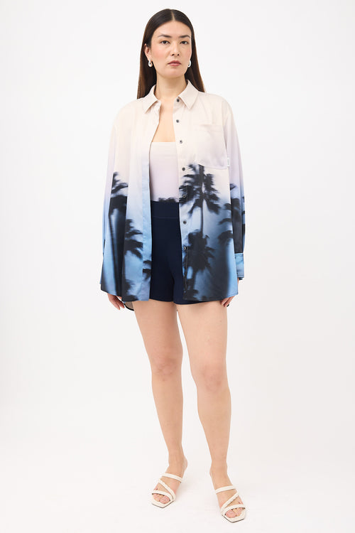 Simkhai Satin Palm Tree Shirt