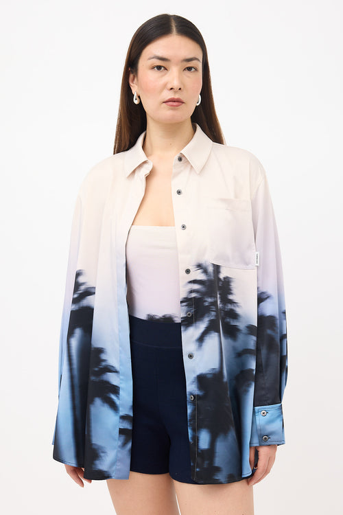 Simkhai Satin Palm Tree Shirt
