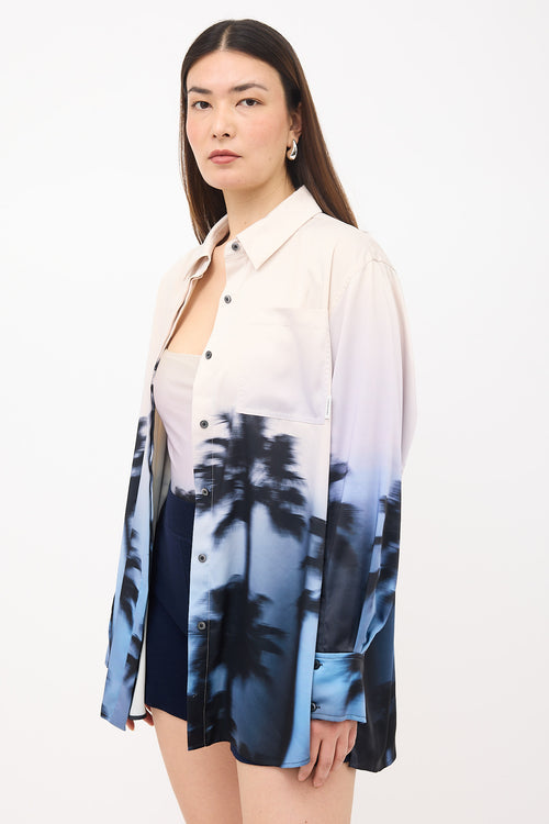 Simkhai Satin Palm Tree Shirt