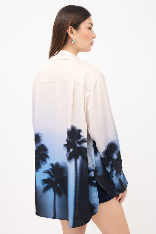 Simkhai Satin Palm Tree Shirt