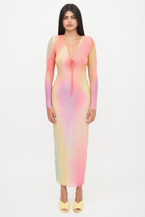 Self-Portrait Mesh Embellished Maxi Dress