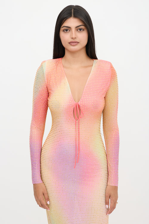 Self-Portrait Mesh Embellished Maxi Dress