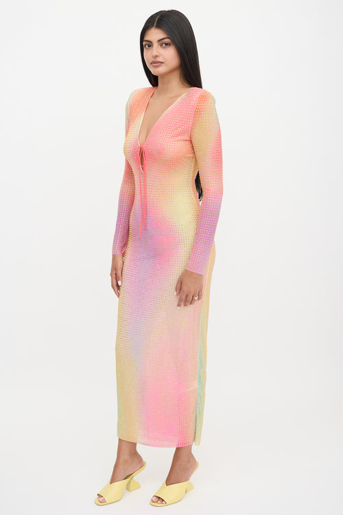 Self-Portrait Mesh Embellished Maxi Dress