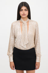 Simkhai Sequin Tie Collar Bodysuit