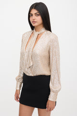 Simkhai Sequin Tie Collar Bodysuit