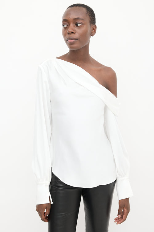 Simkhai White Cut Out One Shoulder Top