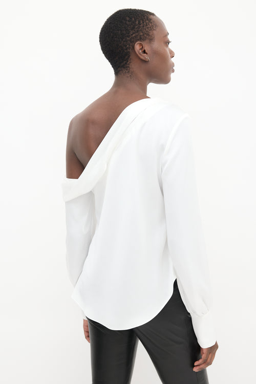 Simkhai White Cut Out One Shoulder Top