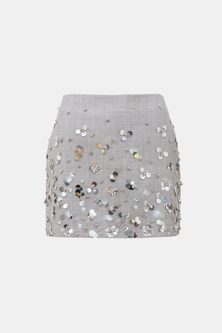 Simkhai Wool Embellished Mini Skirt