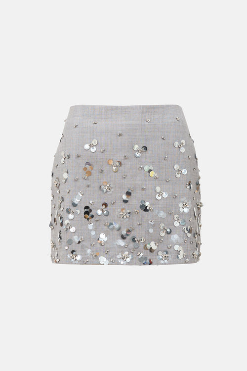 Simkhai Wool Embellished Mini Skirt