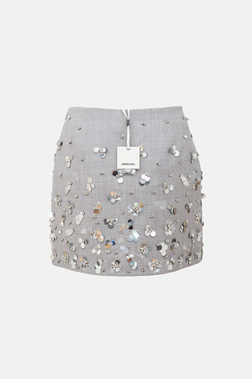 Simkhai Wool Embellished Mini Skirt