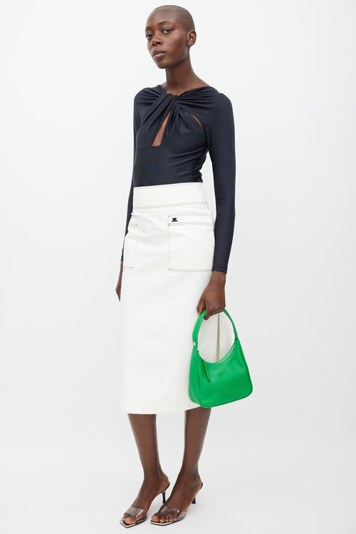 Simon Miller Green & Silver Leather Snap Bag