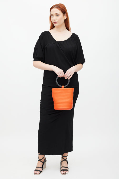 Simon Miller Orange & Black Leather Bonsai Bucket Bag