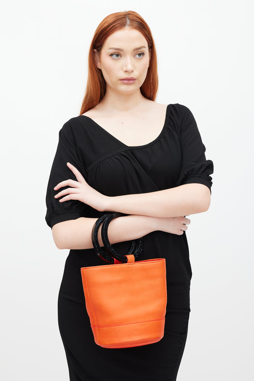 Simon Miller Orange & Black Leather Bonsai Bucket Bag