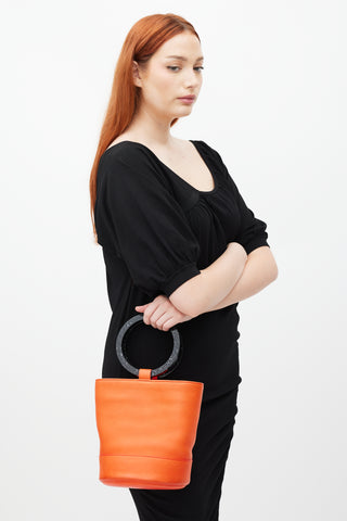Simon Miller Orange & Black Leather Bonsai Bucket Bag