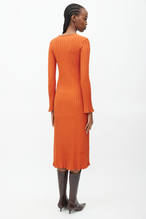 Simon Miller Orange Ribbed Long Sleeve Dress