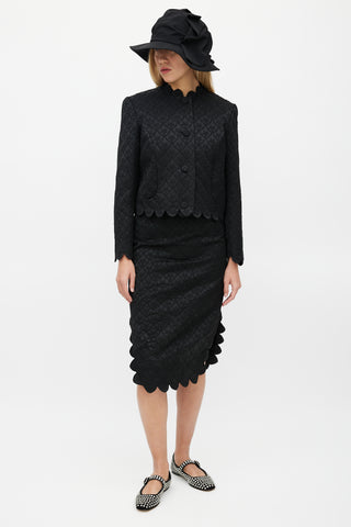 Simone Rocha Black Brocade Dress & Blazer Set