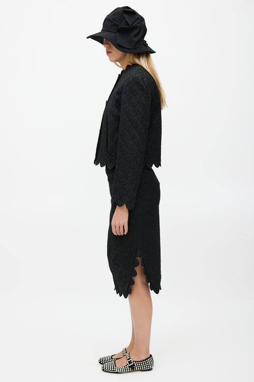 Simone Rocha Black Brocade Dress & Blazer Set