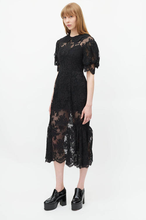 Simone Rocha Black Floral Lace Dress