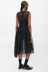 Simone Rocha Black Floral Lace Sheer Dress