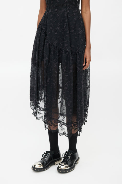 Simone Rocha Black Floral Lace Sheer Dress