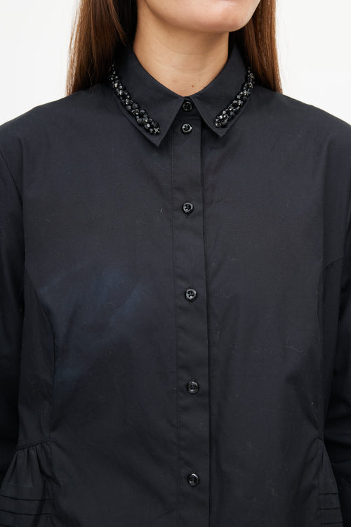 Simone Rocha Black Jewel Embellished Shirt