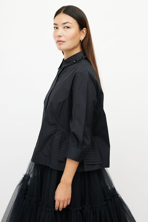 Simone Rocha Black Jewel Embellished Shirt