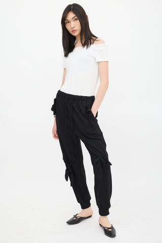 Simone Rocha Black Slim Bow Trouser