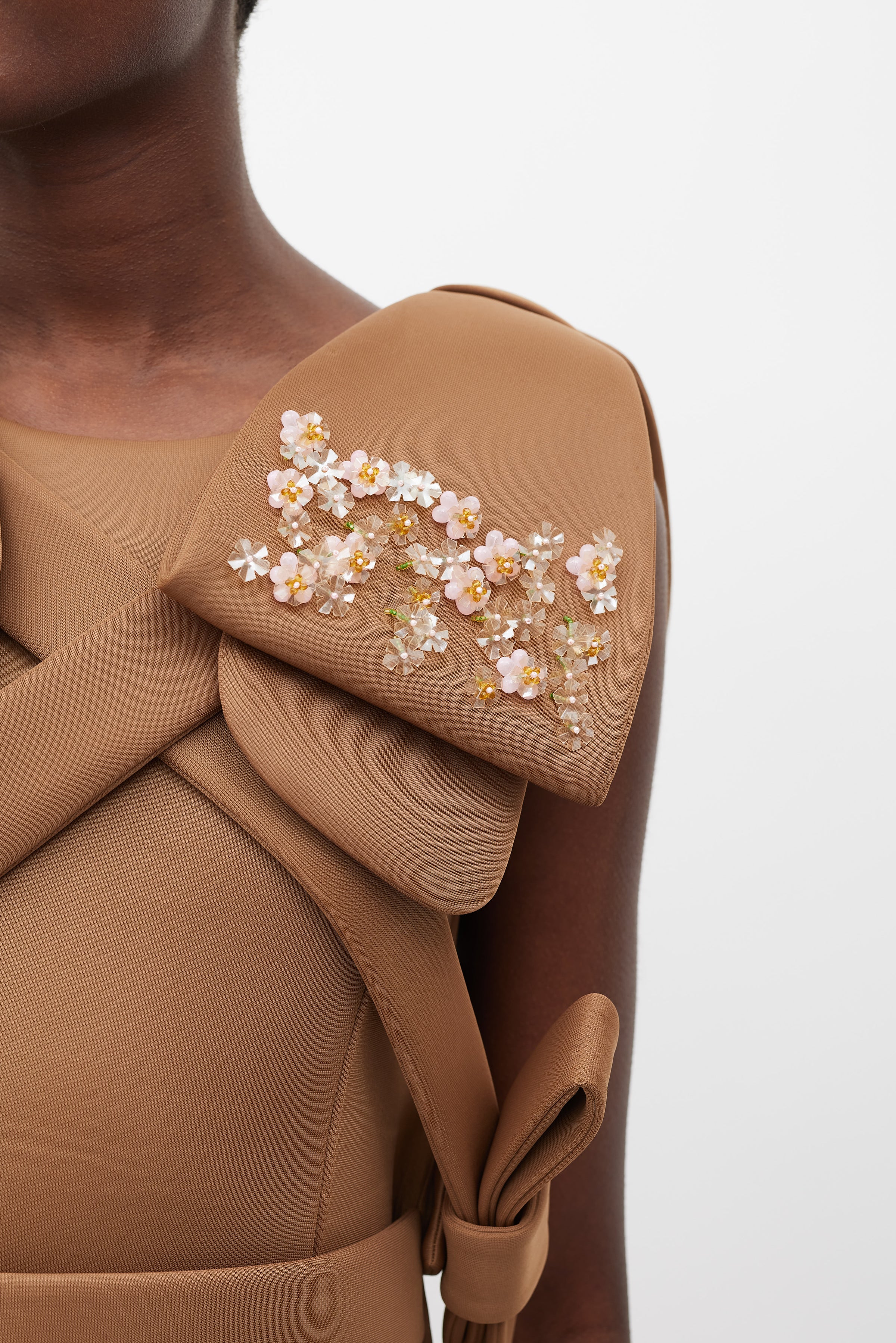 simone rocha gold dress SIMONE ROCHA Gold Metallic Embroidered Sheer Tulle Dress UK8 4 or UK10 6