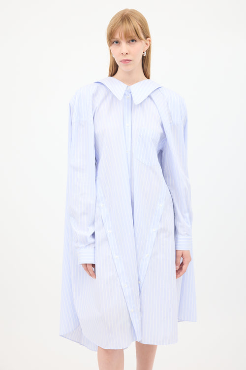 Simone Rocha Light Blue & White Pinstripe Four Sleeve Shirt Dress