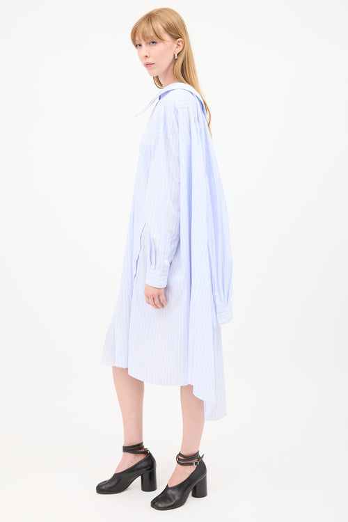 Simone Rocha Light Blue & White Pinstripe Four Sleeve Shirt Dress