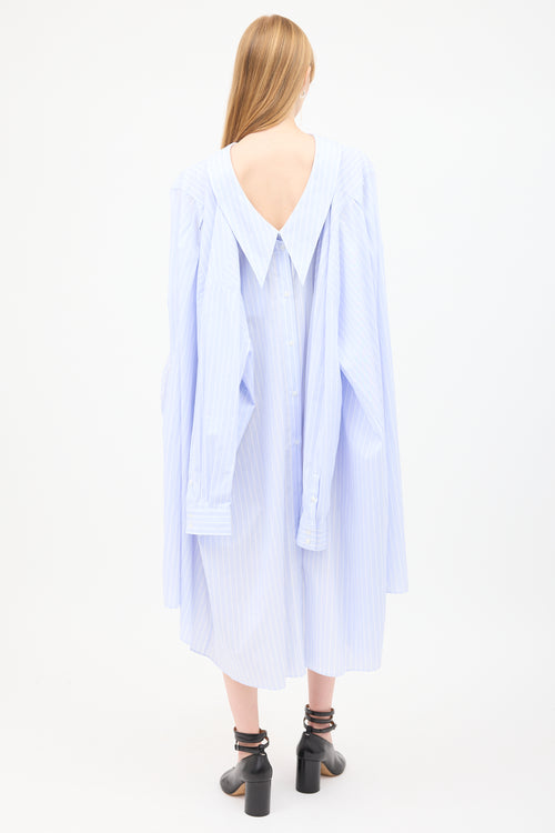 Simone Rocha Light Blue & White Pinstripe Four Sleeve Shirt Dress