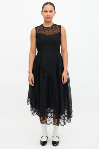 Simone Rocha Mesh Floral Asymmetrical Dress