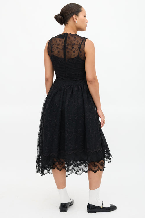 Simone Rocha Mesh Floral Asymmetrical Dress